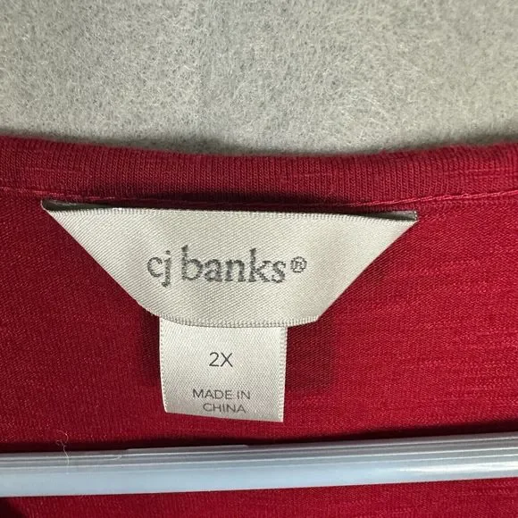 CJ Banks Womens Vest Sleeveless Lace Outer Blouse Red Pullover Plus Size 2X - Picture 3 of 14